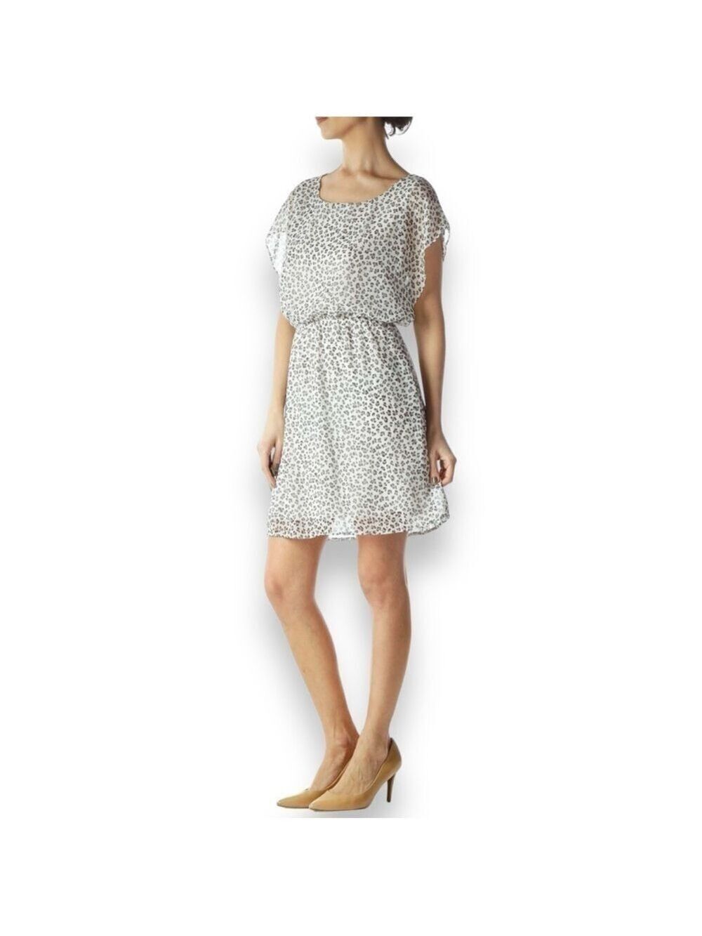 Needle & Thread Women’s White Cheetos Flutter Sleeve Dress Size Medium